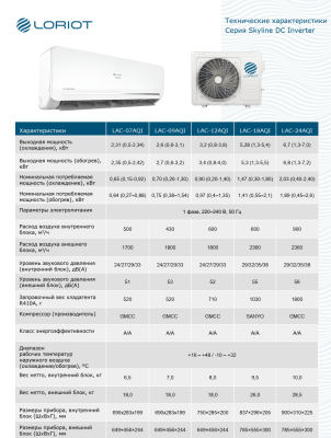 Кондиционеры loriot skyline dc inverter lac-07aqi 