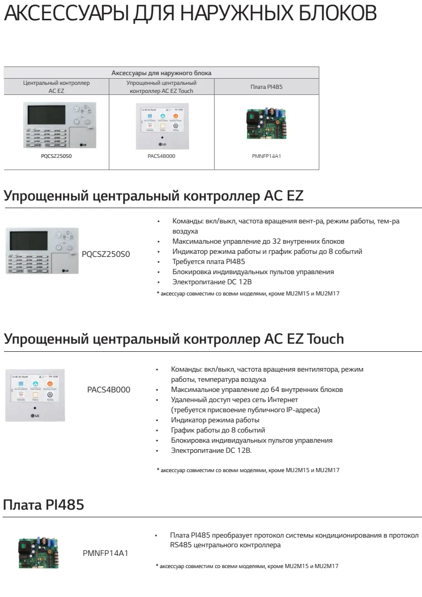 Кондиционеры наружный блок мульти сплит-системы lg mu3r19 